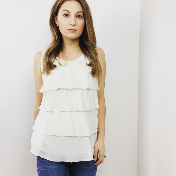 J. Crew Tops - J. Crew Ivory Silk Tiered Tank Top